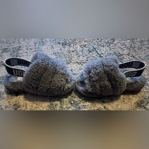 UGG Charcoal Fluffy Slippers for toddlers size 6